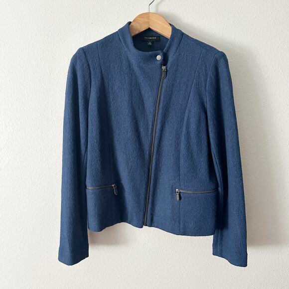 Talbots Boiled Wool Navy Zip Front Jacket Women's Size 12 long‎ sleeves - Picture 6 of 13